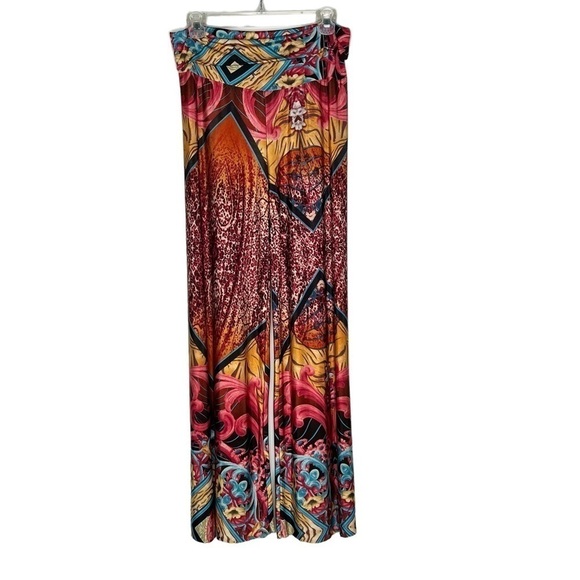 J Red Boho Hippie Aztec Wide Leg Palazzo Pants Women's Size L Tall - Picture 12 of 14